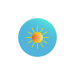 Sun icon. Solar vector shape. Bright weather symbol. Radiant orange circle.