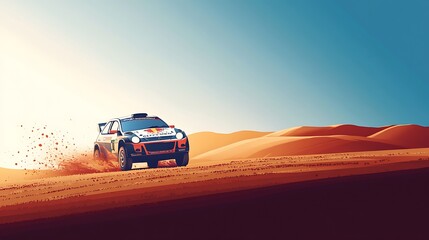 Rally car desert dune race.