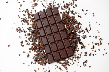 dark chocolate bar with cocoa nibs