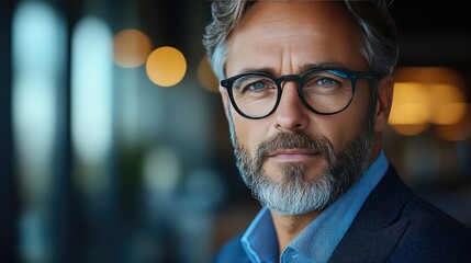 Confident businessman in formal attire, exuding professionalism and leadership in a modern office setting.