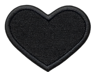 Black Textured Heart Patch on Transparent Background Symbol of Love