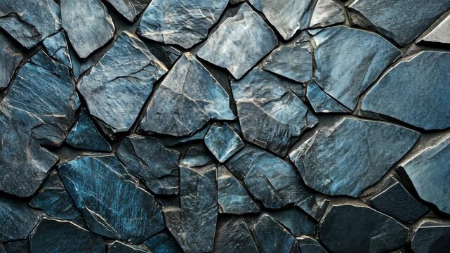 Jagged rock fragments create a geometric pattern in an old, natural wall