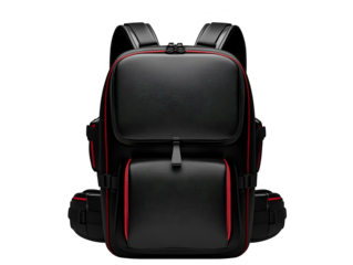 Black Backpack Isolated Transparent Background Modern Design Equipment