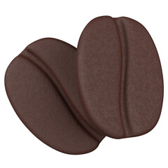 3d render two  roasted coffee beans icon 