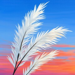 Fototapeta premium White Pampas Grass against a Vivid Sunset Sky