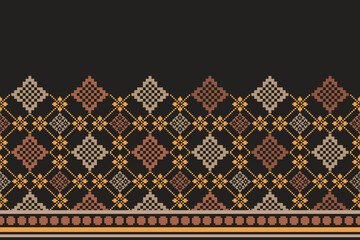 Cross Stitch Geometric ethnic patterns border. Design for Saree, Patola, Sari, Dupatta, dupatta, Clothing, fabric, batik, Knitwear, Embroidery, Traditional Design