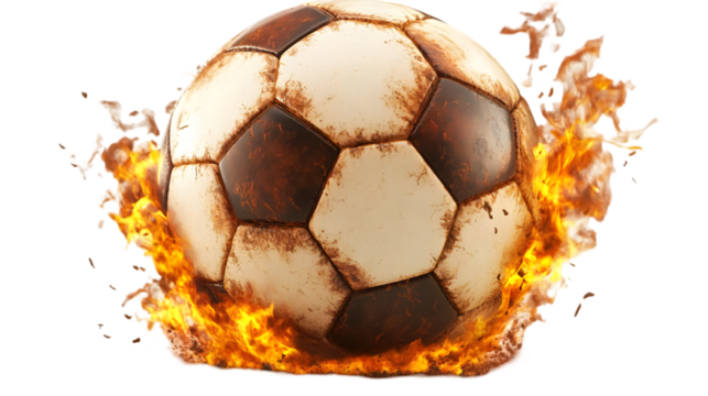 Burning Soccer Ball Illustration Against Transparent Isolated Background