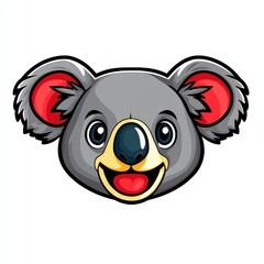 Fototapeta premium Cartoon illustration of a cheerful koala with blue eyes and red ears