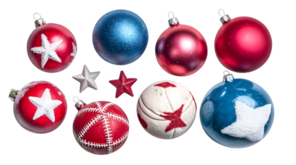 Christmas Ornaments Collection On Transparent Background Isolated Photo