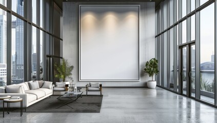 Modern Living Room with City View