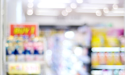 Blurred background, blur grocery supermarket at shopping mall background, business concept