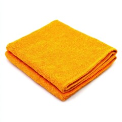 Folded Orange Terry Cloth Towel on White Background