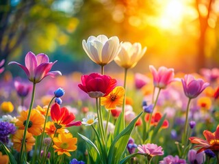 Candid Spring Flowers: Vibrant Blooms in Natural Light