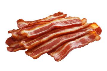 Delicious Crispy Cooked Bacon Slices Isolated on Transparent Background Photo