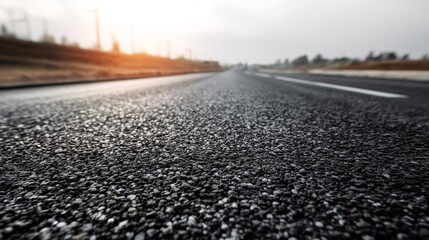 Rough asphalt road surface texture closeup