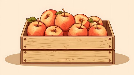 Ripe apples in wooden box: Autumn harvest and hand picking concept