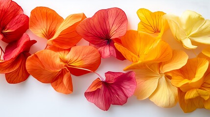 Obraz premium Vibrant flower petals in gradient hues of orange, red, and yellow