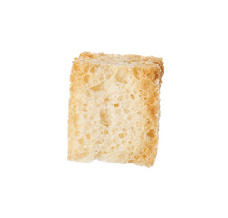 One delicious crispy crouton isolated on white