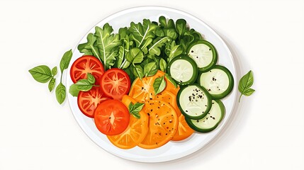 Fresh Salad with Tomato, Cucumber, and Herbs.