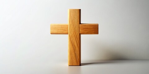 Naklejka premium Cross Symbol, Simple Christian Religious Cross Design, White Background, Clean Minimalist Style, Stock Photo