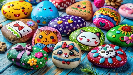 Obraz premium Cute Pet Rock Gift Ideas: Birthday, Christmas, Party Favors & Secret Santa Presents