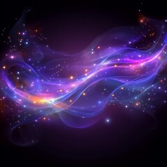 Fototapeta premium Glowing purple, blue, and orange wave with sparkling dust