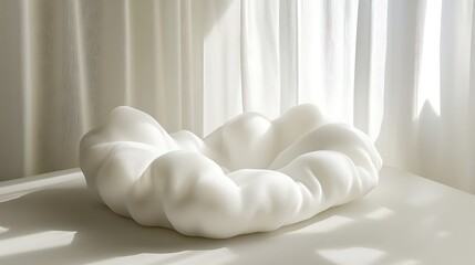 Abstract white bowl by window