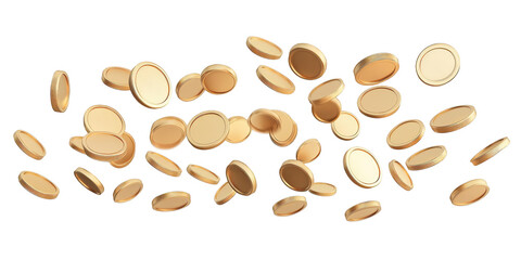 Obraz premium Falling Golden Coins Photo Isolated On Black Background Financial Concept Illustration