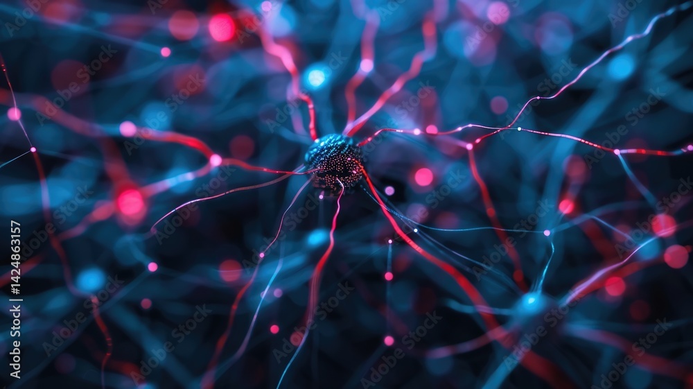 Poster abstract picture of colorful particle with sparkle electric style design connect become structure of