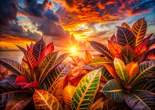Double Exposure Picana: Abstract Art Surreal Tropical Plant