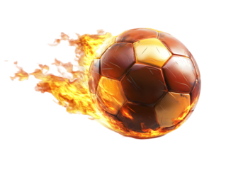 Fiery Soccer Ball in Motion a Realistic Illustration on Transparent Background