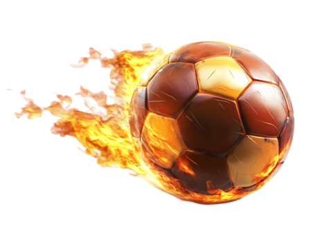 Fiery Soccer Ball in Motion a Realistic Illustration on Transparent Background