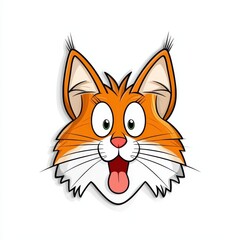 Fototapeta premium Cartoon illustration of an orange cat with white accents and large round eyes