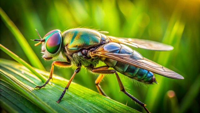 Drone View of Horsefly (Tabanus atratus) in Meadow Habitat