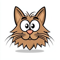 Obraz premium Cartoon cat face with large round eyes and a friendly smile