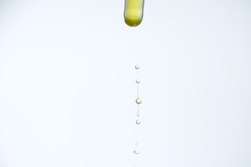Close up of Oil droplet from inject syringe