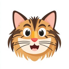 Obraz premium Whimsical illustration of a friendly cat with earthy brown fur and striking white eyes