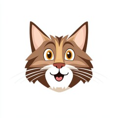 Obraz premium Cartoon illustration of a cat's face with large yellow eyes and a pink nose