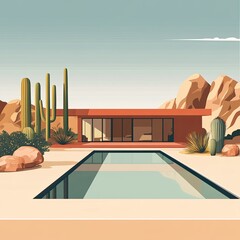 Desert modern house with pool. (2)