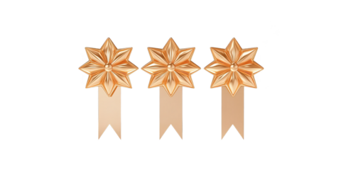 Gold Star Awards With Ribbons Isolated On Transparent Background PNG Illustration