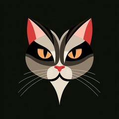 Obraz premium Stylized illustration of a cat's face with bold colors and geometric shapes