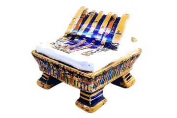 Detailed Illustration of an Ancient Egyptian Artifact with Golden Accents on Transparent Background