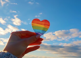Rainbow Heart Against a Blue Sky