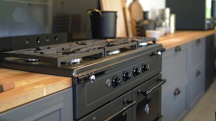 Modern Black Stove in a Sleek Kitchen