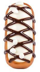 Eclair Dessert Isolated With White Cream And Chocolate Design On Transparent Background