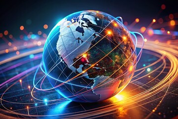 Obraz premium Global Positioning System: Futuristic Locator Globe Concept