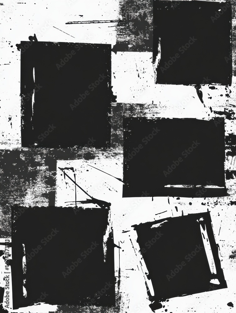 Poster black rough edge rectangles ideal for creative design projects and artistic collage applications wit