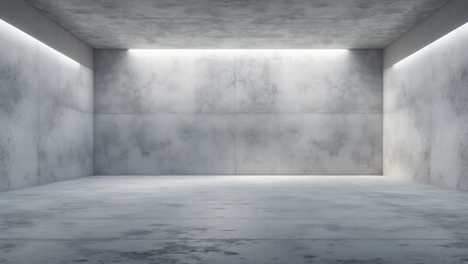 Fototapeta premium Minimal concept with modern monochrome light grey empty hall with mock up wall in front