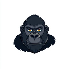 Obraz premium Illustration of a gorilla's head with bright yellow eyes and a serious expression