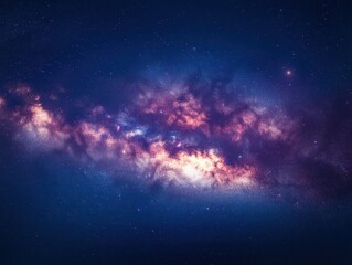 Fototapeta premium A vibrant, sweeping view of the Milky Way galaxy, awash in pinks, purples, and blues against a dark, star-filled sky
